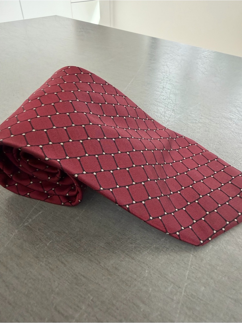 Tommy Hilfiger Red Geometric Silk Tie